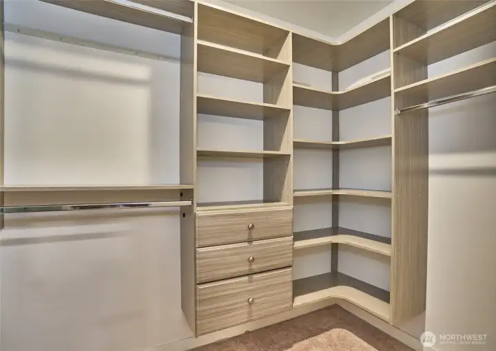 Master bedroom installed closet system
