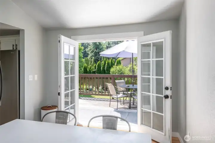 Dining room, french doors leading to deck.