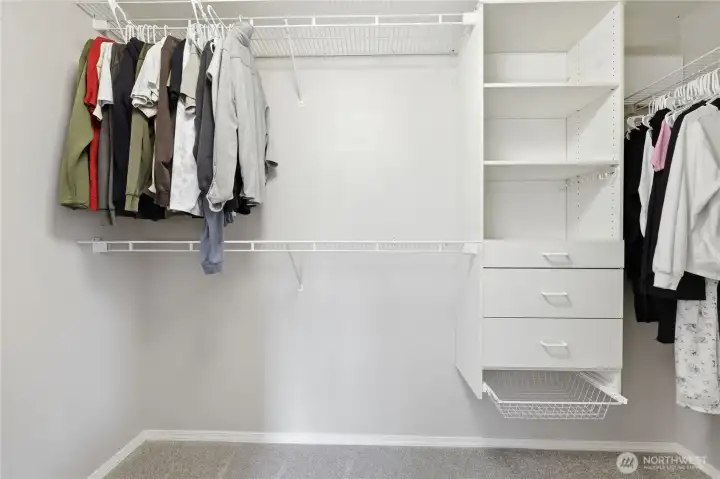 Walk-in with built-in Closet System. Walk-in with built-in Closet System.