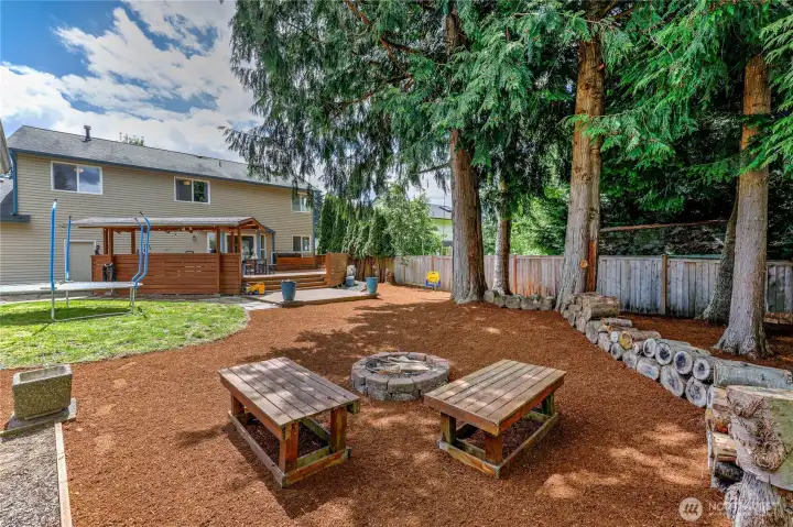 Fenced Backyard, with Firepit Fenced Backyard, with Firepit