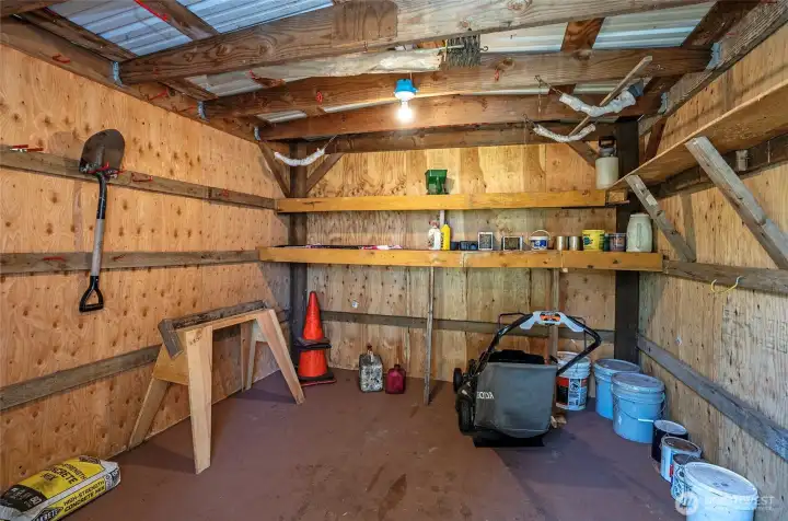 Another view of the shed highlighting excellent storage space and functionality.