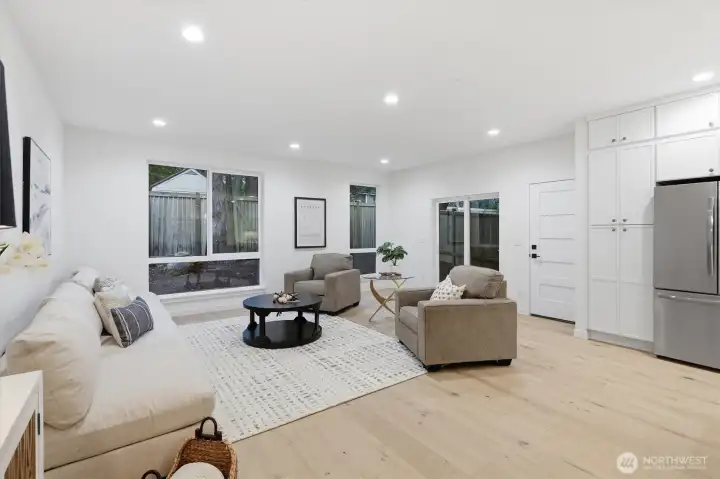 Spacious living room off the kitchen. Spacious living room off the kitchen.