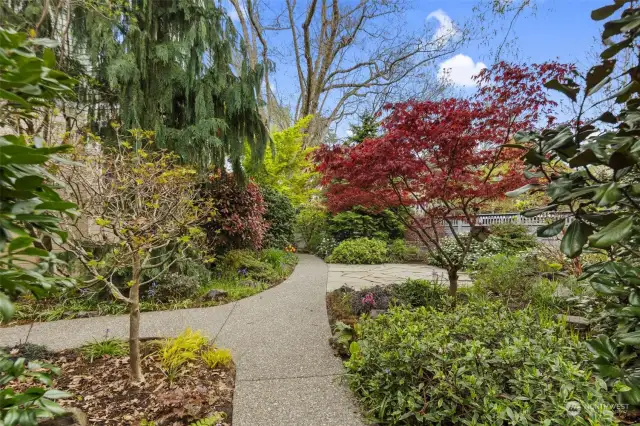 Pathways leading to the beautifully landscaped common areas.
