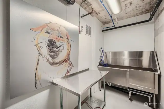 Your furry friend will love the pet bathing Station located just inside the garage on P-1    off the walking area on the West side of the building.