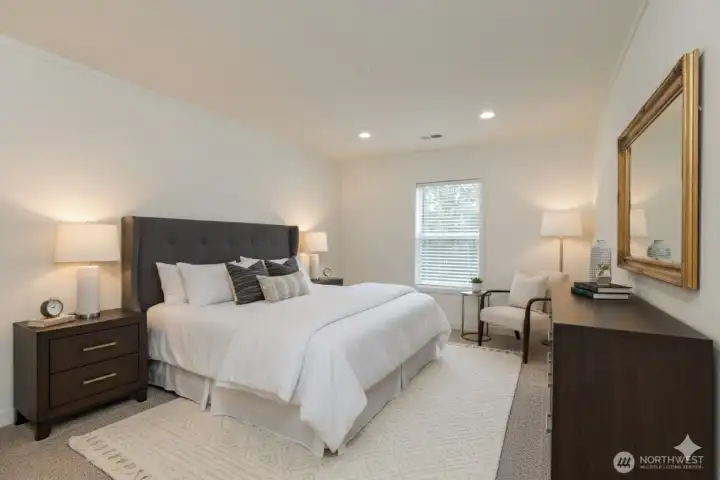 Virtually staged primary bedroom