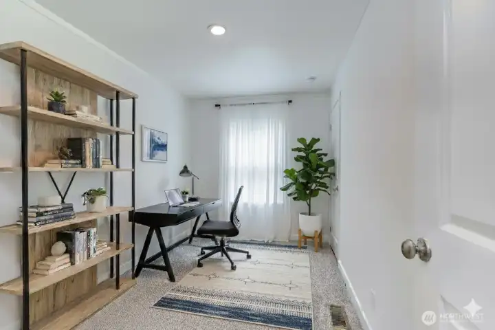 Virtually staged 3rd bedroom-office