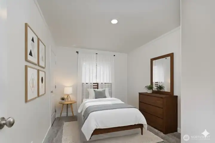 Virtually staged 2nd bedroom