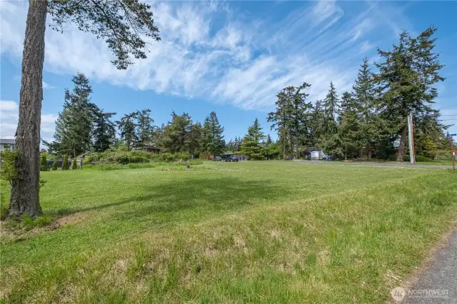 SE corner view with lone tree in area