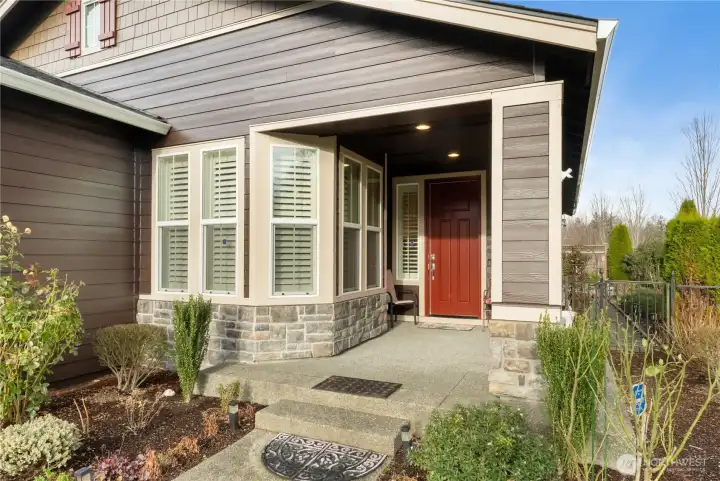Covered entry is perfect for company and delivered packages - both. But no porch pirates here! Neighbors truly care for each other and keep “eyes” out for people, pets and property (alike)