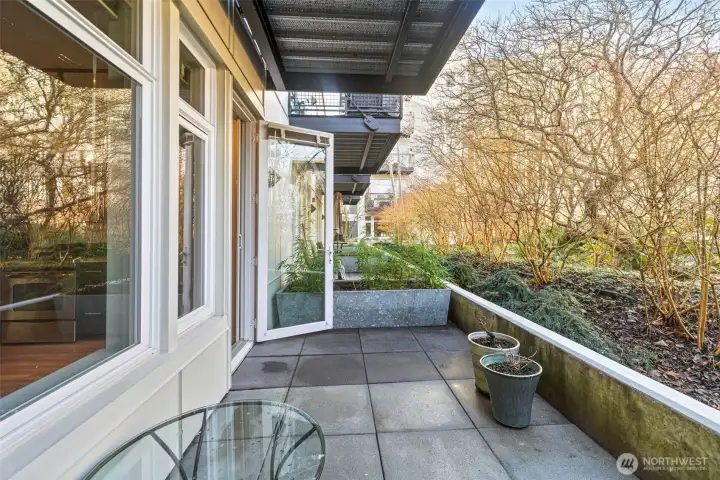 Plenty of room for comfortable outdoor seating to enjoy your morning coffee or your favorite evening beverage.