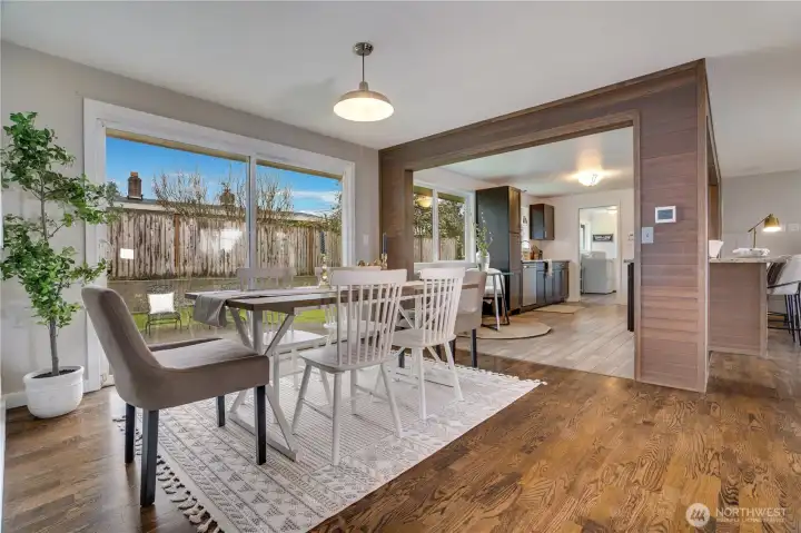 Formal dining space. The sliding door provides access to the backyard.