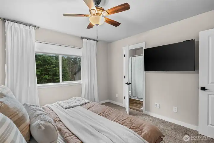 primary bedroom. TV conveys