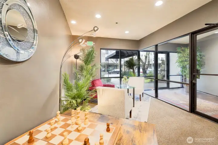 Lobby entrance from California Ave