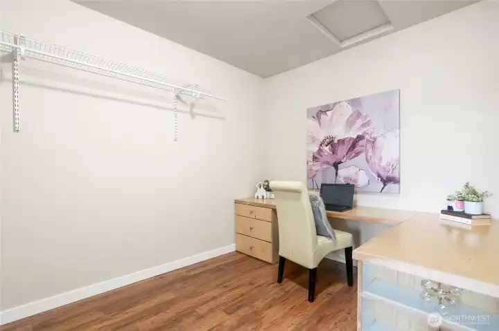 Large walk-in closet big enough for a workstation