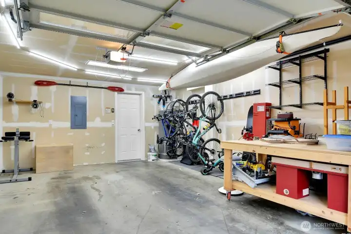 Oversized 1-car garage with plenty of room for toys and projects.
