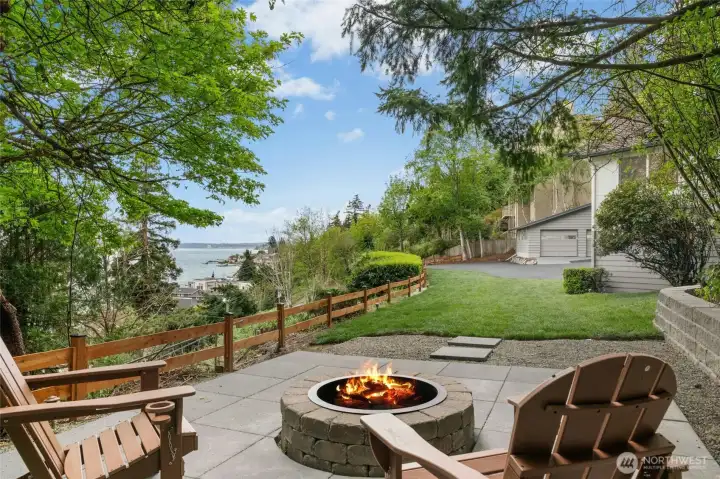 mature plantings, Multiple entertaining areas and level lawns