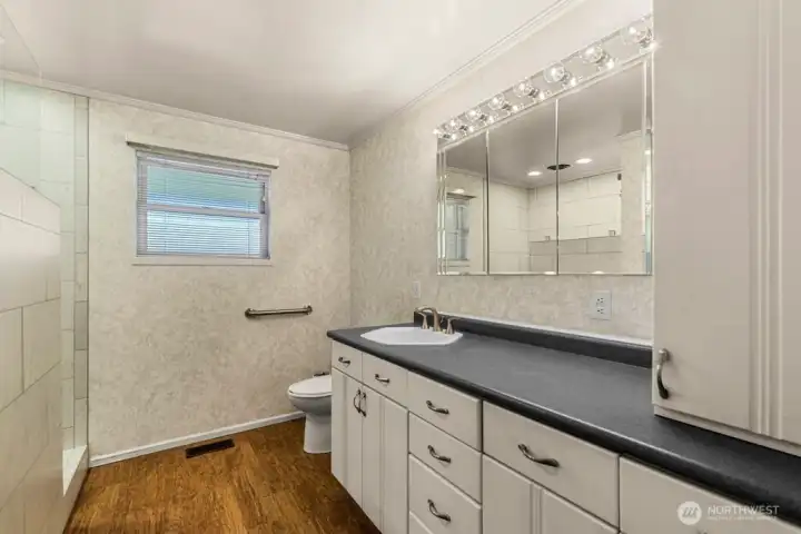 Main Bath with step in Custom Tile Shower