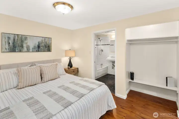 Primary Bedroom with private bath, full. closet, and plenty of space.