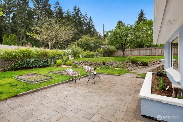 The outdoor patio, off the dining room is private - perfect for outdoor living.
