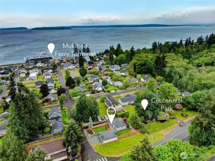 It's located adjacent to Centennial Park and blocks from the waterfront and the Mukilteo Ferry.
