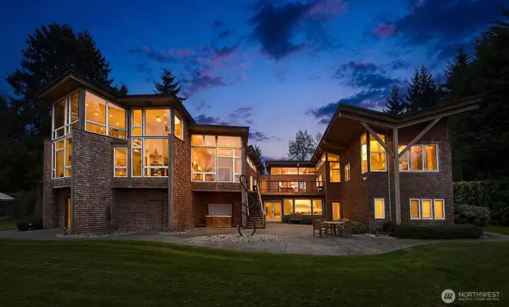 Enchanting twilight view. An abundance of windows to maximize the views.