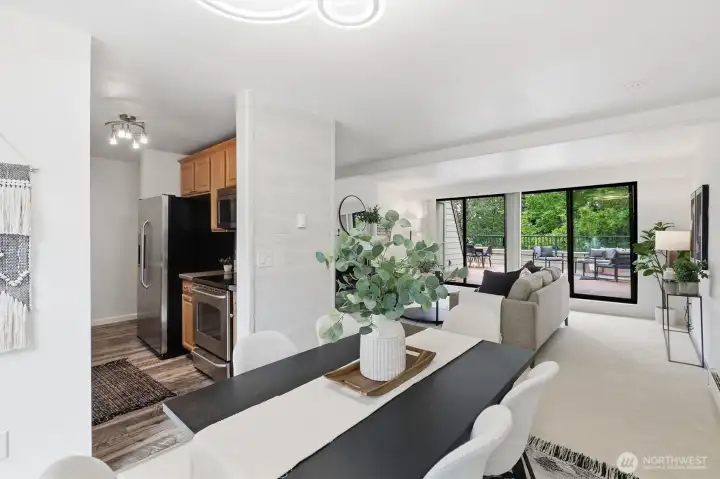Convenient, simple kitchen with modern touches.