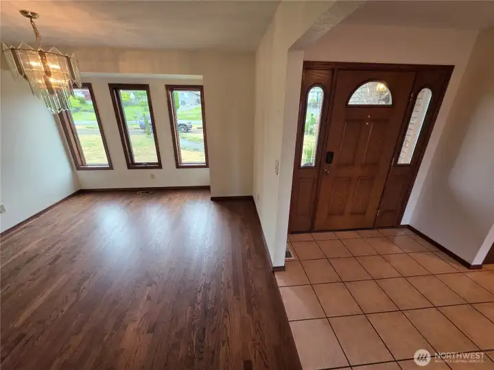 Dining room on left and front entry on right Dining room on left and front entry on right