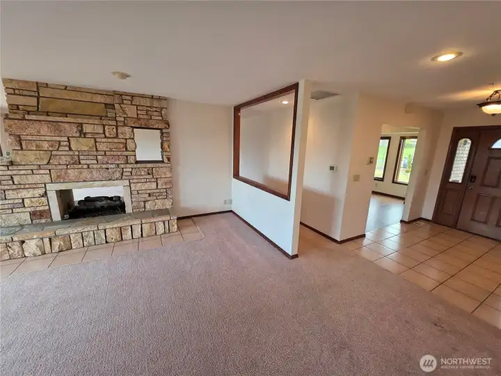 View from living room of entry and dining room. View from living room of entry and dining room.