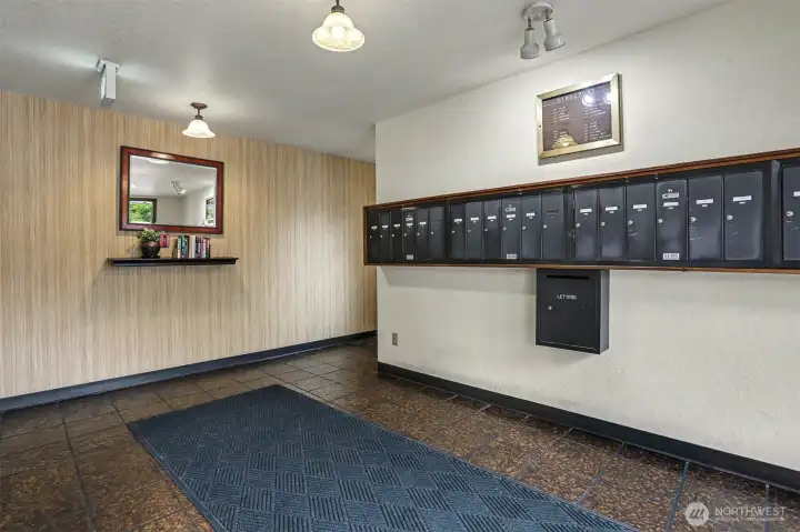 Expansive lobby-a safe place for packages and mail.
