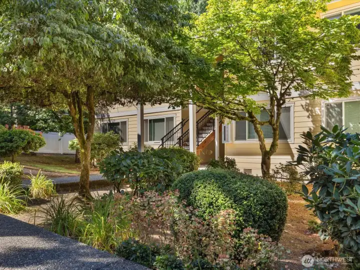 Unit entrance surrounded by greenery. Unit entrance surrounded by greenery.