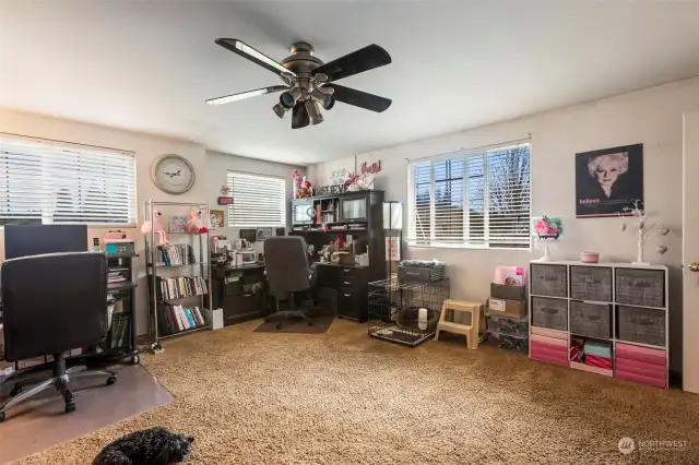 Extra large bonus room with desk being thrown in. Dog not included :)