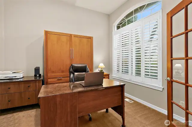 Downstairs den/office with Murphy bed.