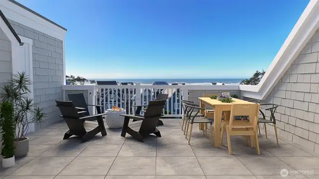 VR rendering of 4th story patio