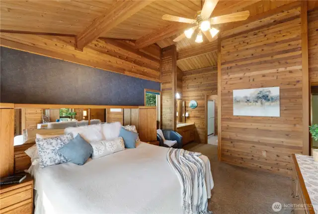 Vaulted ceilings and ceililng fan