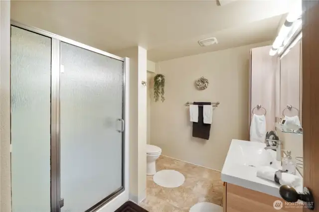 Downstairs bathroom w/tons of space and storage