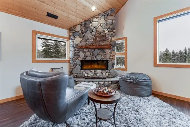 Custom fireplace in ADU
