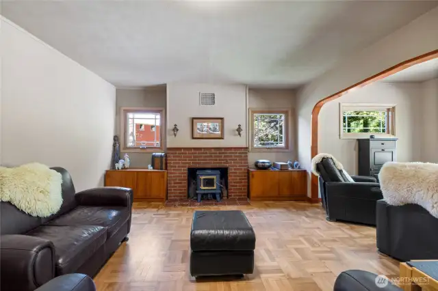 Original parquet floors shine from natural light!