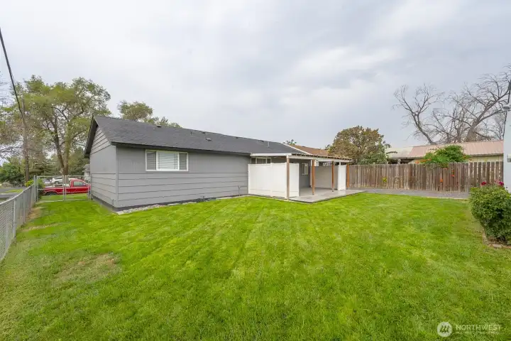 Fully fenced backyard