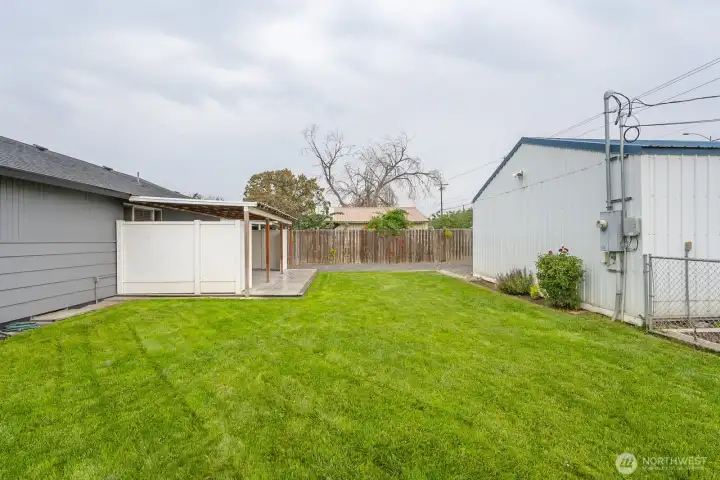 Fully fenced backyard