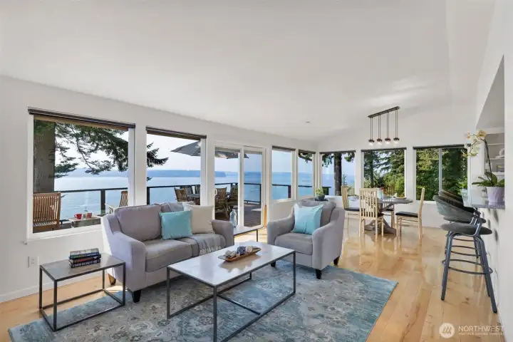 Wall to wall windows capturing gorgeous views of the Hood Canal and Olympics!