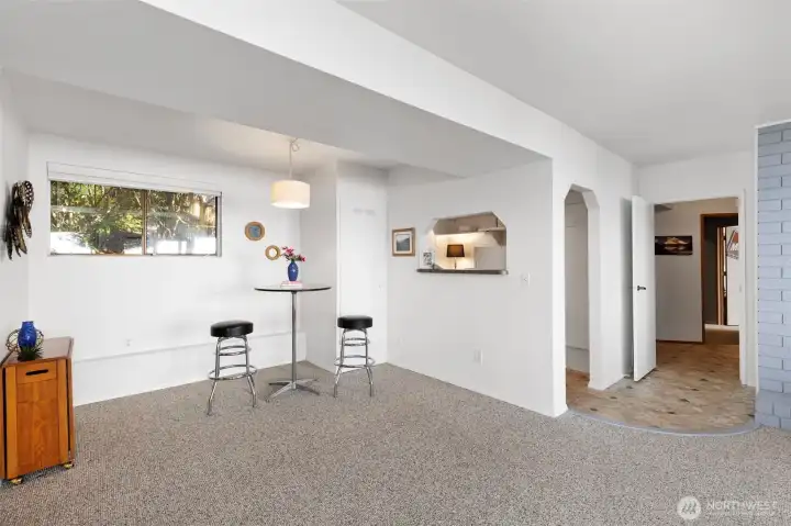 Dining/kitchen area, lower level.