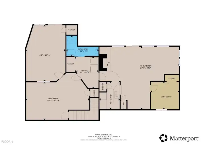 Lower level floor plan.