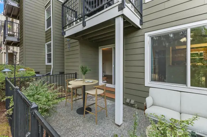 Enjoy this cozy patio. Virtually staged.