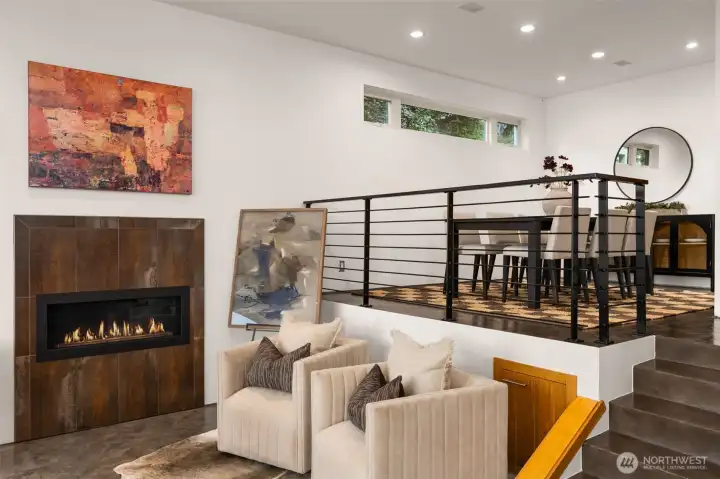 Gas fireplace off of the living room.