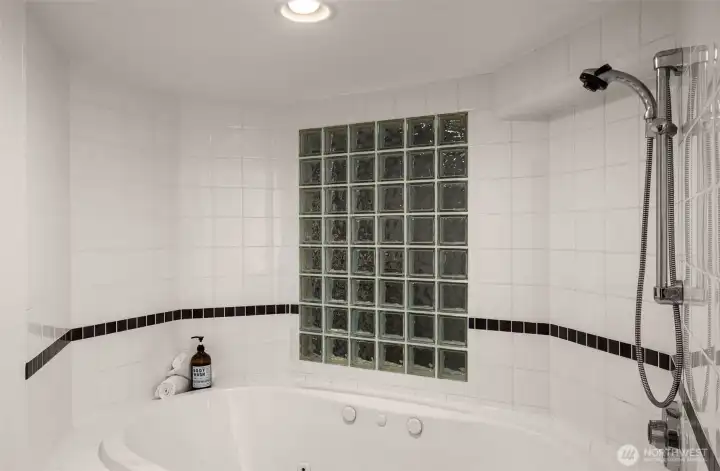 Lower level jetted tub.