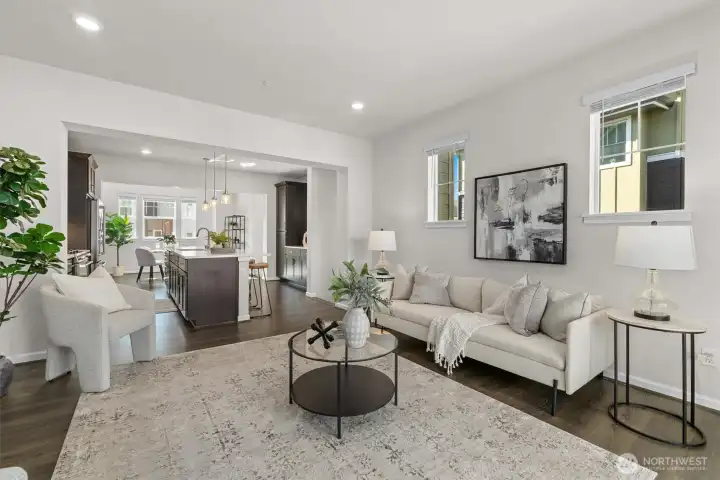 The living room opens to a private balcony