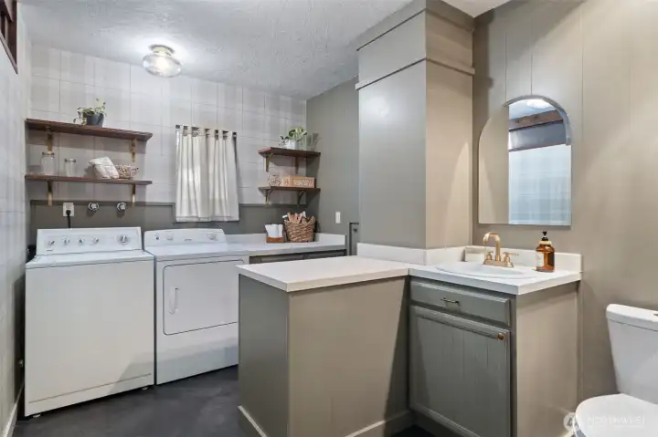 Refreshed utility room with 1/2 bath