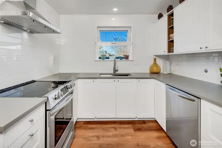 Great storage space in this refreshed kitchen.