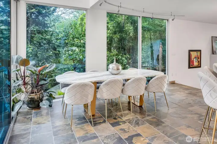 Walls of windows and skylights bring the outdoors in!