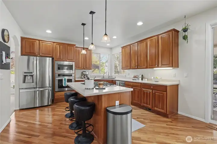 View of your kitchen from dine-in area and family room.